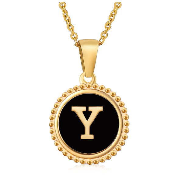 Wholesale 316L Stainless Steel Letter Pendant Necklace With Dripping Oil Design And Vacuum Electroplating In Furnace For Unisex
