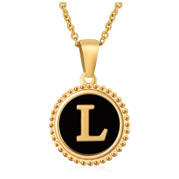 Wholesale 316L Stainless Steel Letter Pendant Necklace With Dripping Oil Design And Vacuum Electroplating In Furnace For Unisex