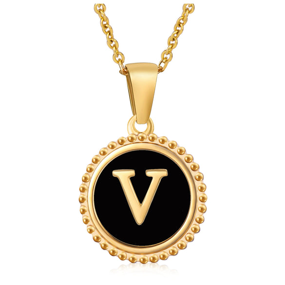 Wholesale 316L Stainless Steel Letter Pendant Necklace With Dripping Oil Design And Vacuum Electroplating In Furnace For Unisex