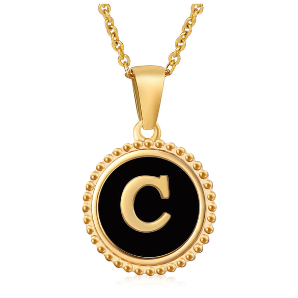 Wholesale 316L Stainless Steel Letter Pendant Necklace With Dripping Oil Design And Vacuum Electroplating In Furnace For Unisex