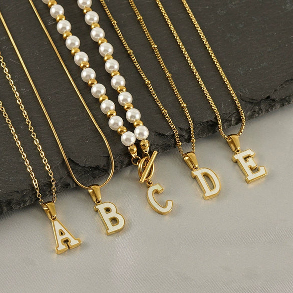 Wholesale Stainless Steel Letter Pendant Necklace With Electroplating Niche Classic And Joker Fashion Style