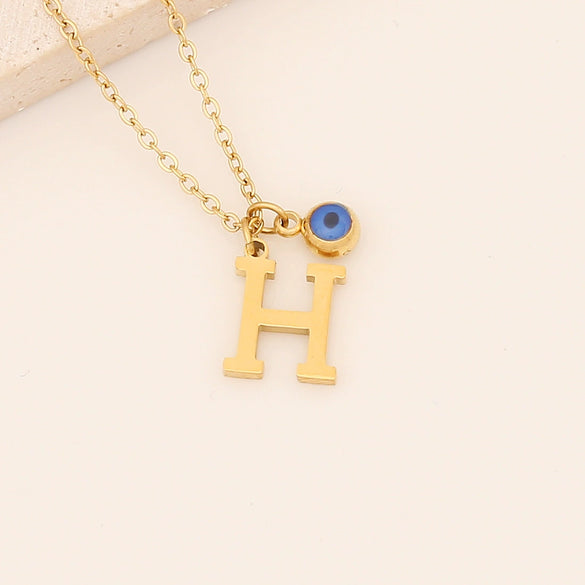 Wholesale Stainless Steel Letter Pendant Necklace With Electroplating Treatment