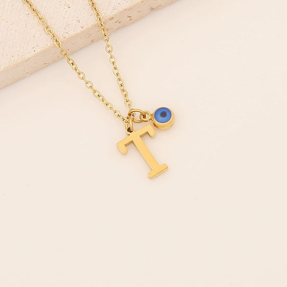 Wholesale Stainless Steel Letter Pendant Necklace With Electroplating Treatment