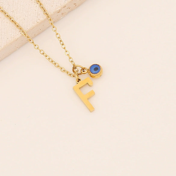 Wholesale Stainless Steel Letter Pendant Necklace With Electroplating Treatment