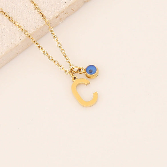 Wholesale Stainless Steel Letter Pendant Necklace With Electroplating Treatment