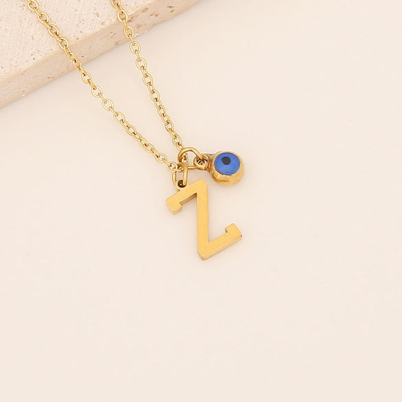 Wholesale Stainless Steel Letter Pendant Necklace With Electroplating Treatment