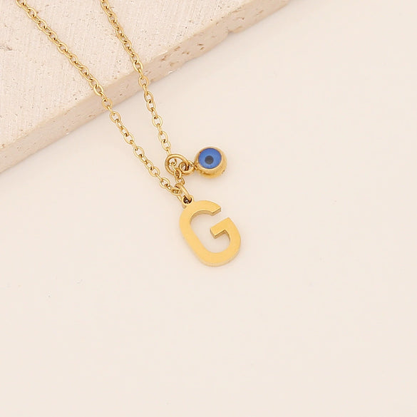 Wholesale Stainless Steel Letter Pendant Necklace With Electroplating Treatment