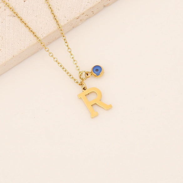 Wholesale Stainless Steel Letter Pendant Necklace With Electroplating Treatment