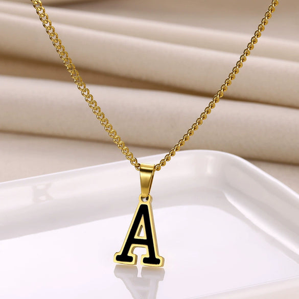 Wholesale Stainless Steel Letter Pendant Ochain Necklace Simple Style Electroplated Unisex