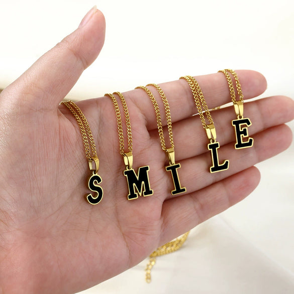 Wholesale Stainless Steel Letter Pendant Ochain Necklace Simple Style Electroplated Unisex