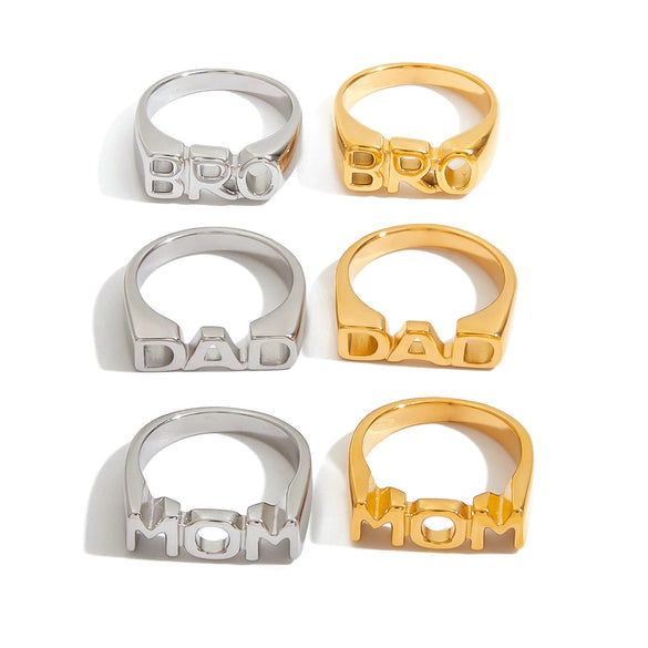 Wholesale Stainless Steel Letter Seal Ring With 18K Gold Plating And Original Design