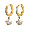 Wholesale 316L Stainless Steel Light Luxury Geometric Clover Microinlaid Zircon Earrings For Women Pvd Plated