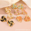 Wholesale Stainless Steel Light Luxury Geometric Dripping Oil Asymmetrical Triangle Stripes Earrings For Women