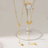Wholesale Stainless Steel Light Luxury Geometric Eightpointed Star Yshaped Ochain Necklace With Real Gold Plating For Women