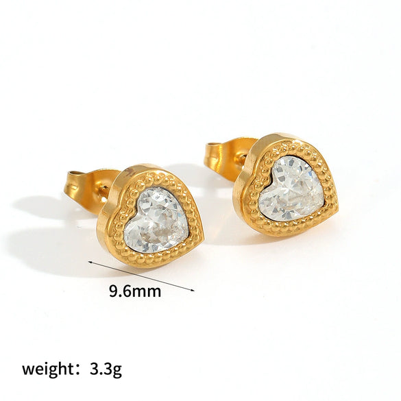 Wholesale Stainless Steel Light Luxury Geometric Heart And Star Shaped Piercing Earrings For Women With Electroplating Design