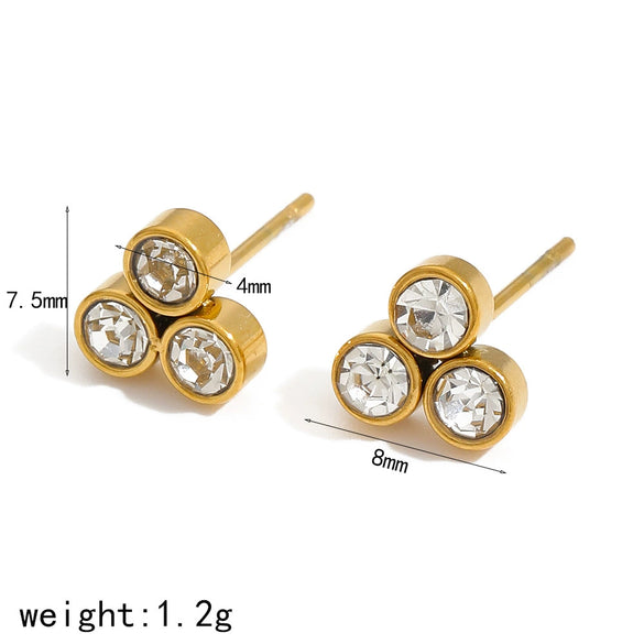 Wholesale Stainless Steel Light Luxury Geometric Heart And Star Shaped Piercing Earrings For Women With Electroplating Design