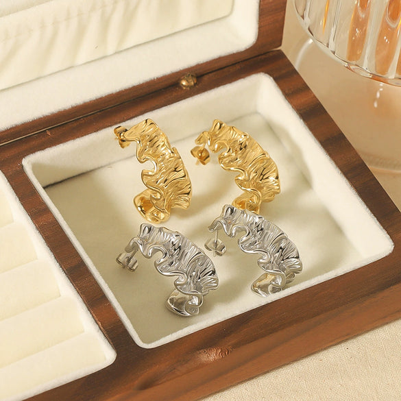 Wholesale Stainless Steel Light Luxury Geometric Irregular Cshaped Electroplated Earrings For Women