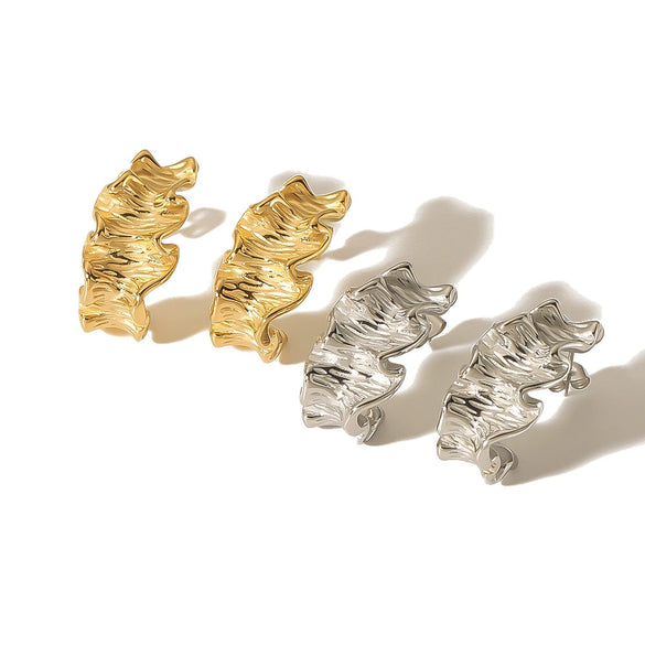 Wholesale Stainless Steel Light Luxury Geometric Irregular Cshaped Electroplated Earrings For Women