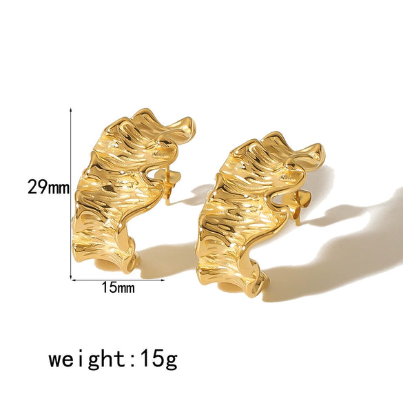 Wholesale Stainless Steel Light Luxury Geometric Irregular Cshaped Electroplated Earrings For Women