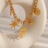 Wholesale Stainless Steel Light Luxury Geometric Oshaped Chain Sun Pendant Necklace For Women Electroplated