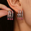 Wholesale Stainless Steel Light Luxury Geometric Tassel Earrings With White Zircon Electroplated 18K True Gold