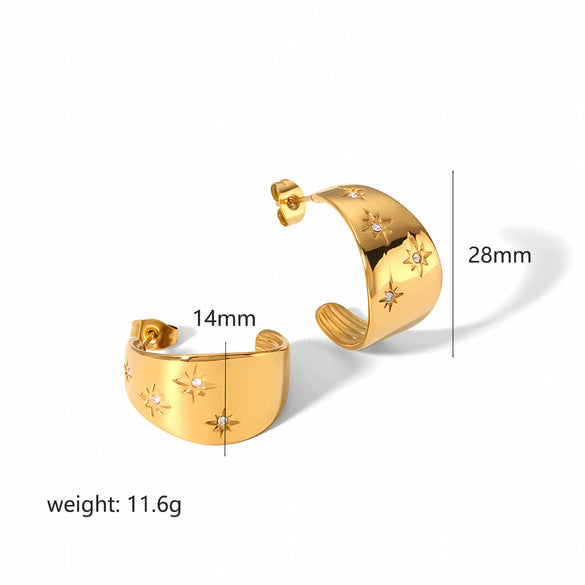 Wholesale Stainless Steel Light Luxury Geometric Ushape Electroplated Zircon Inlaid Earrings For Women