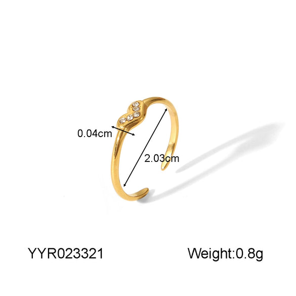 Wholesale Stainless Steel Light Luxury Love Opening Ring With Starfish And Heart Drop Shape Electroplated