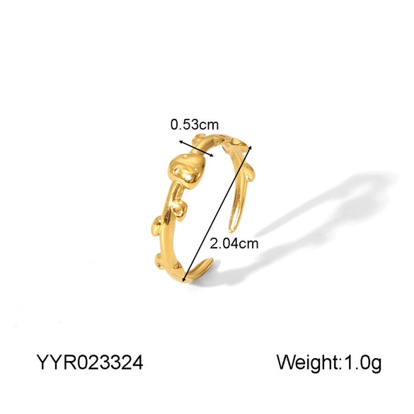 Wholesale Stainless Steel Light Luxury Love Opening Ring With Starfish And Heart Drop Shape Electroplated