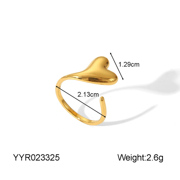 Wholesale Stainless Steel Light Luxury Love Opening Ring With Starfish And Heart Drop Shape Electroplated