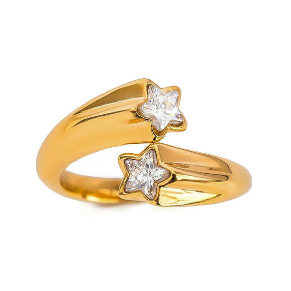 Wholesale Stainless Steel Light Luxury Ring With Geometric Design And Electroplating For Women