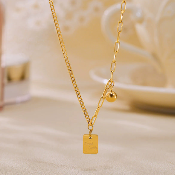 Wholesale Stainless Steel Light Luxury Style Geometric Letter Necklace With Electroplating