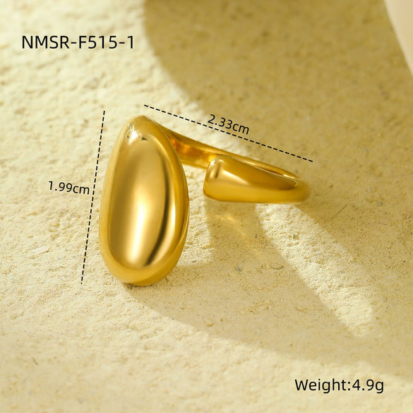 Wholesale Stainless Steel Light Luxury Style Irregular Geometric Opening Electroplated Nonfading Women's Ring
