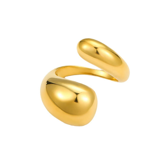 Wholesale Stainless Steel Light Luxury Style Irregular Geometric Opening Electroplated Nonfading Women's Ring