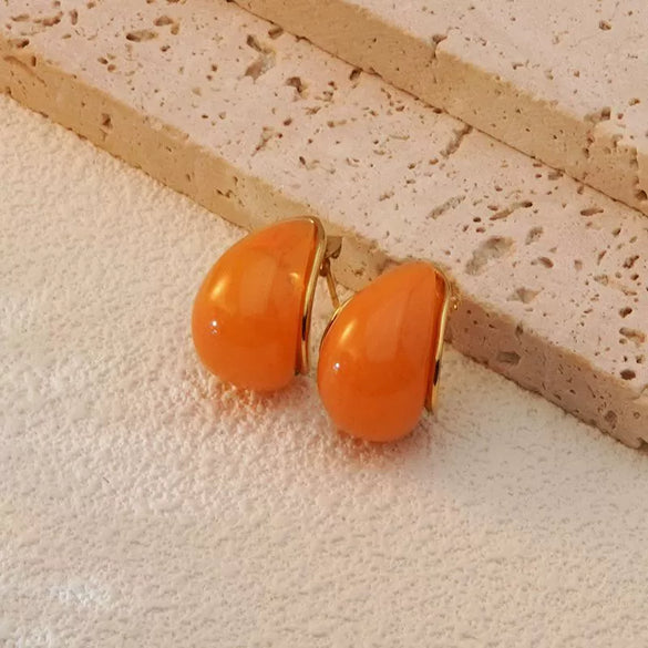 Wholesale Stainless Steel Light Luxury Teardrop Earrings With Electroplating Design