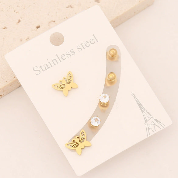 Wholesale Stainless Steel Lightning Star Earrings With Electroplating For Women Personality Cross And Butterfly Designs