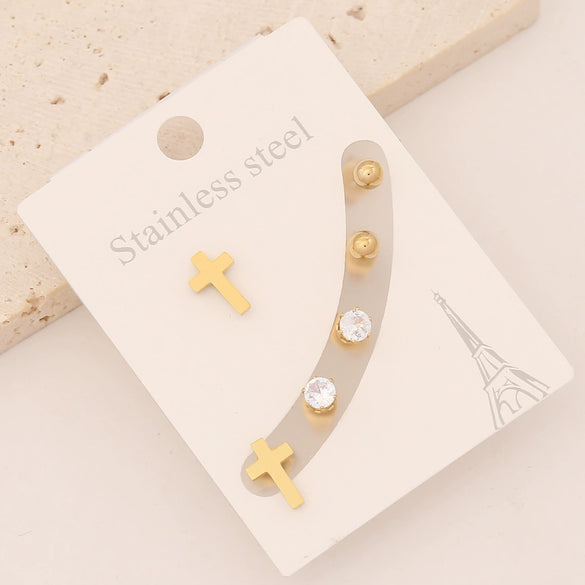 Wholesale Stainless Steel Lightning Star Earrings With Electroplating For Women Personality Cross And Butterfly Designs