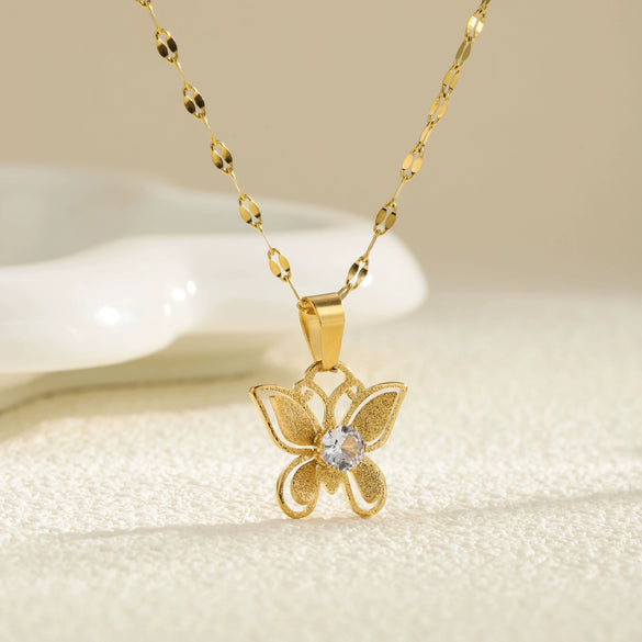 Wholesale Stainless Steel Lip Chain Jewelry With Frosted Bow And Gold Diamond Electroplated Design