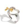 Wholesale Stainless Steel Love Bow Open Ring Gold And Silver Color Matching Electroplated For Women