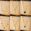 Wholesale Stainless Steel Love Butterfly Flower Pendant Necklace With Heart Shape Pattern Electroplated For Women