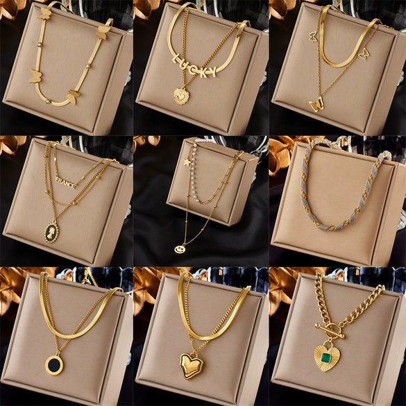 Wholesale Stainless Steel Love Butterfly Pendant Necklace With Electroplating Treatment For Women