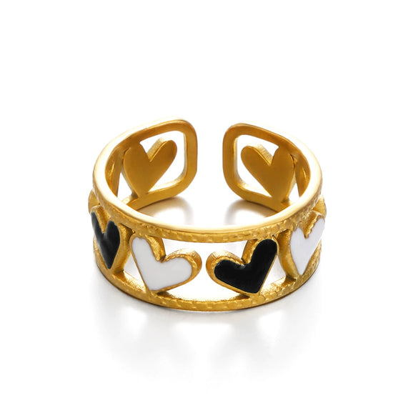 Wholesale Stainless Steel Love Drop Oil Opening Ring For Women With Heart Shape And Electroplating Design
