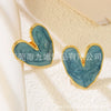 Wholesale Stainless Steel Love Earrings With Dripping Oil Design And Peach Heart Shape For Women