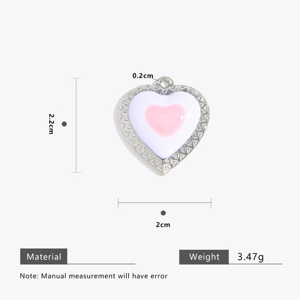 Wholesale Stainless Steel Love Heartshaped Oil Drop Enamel Handmade Pendant Jewelry Accessories