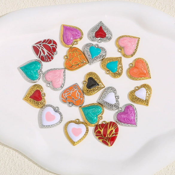 Wholesale Stainless Steel Love Heartshaped Oil Drop Enamel Handmade Pendant Jewelry Accessories