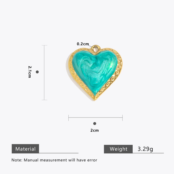 Wholesale Stainless Steel Love Heartshaped Oil Drop Enamel Handmade Pendant Jewelry Accessories