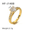 Wholesale Stainless Steel Love Inlaid Zircon Croissant Five Pointed Star Couple Ring With 18K Vacuum Plating In Furnace