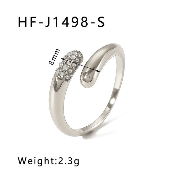 Wholesale Stainless Steel Love Inlaid Zircon Croissant Five Pointed Star Couple Ring With 18K Vacuum Plating In Furnace