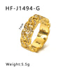 Wholesale Stainless Steel Love Inlaid Zircon Croissant Five Pointed Star Couple Ring With 18K Vacuum Plating In Furnace