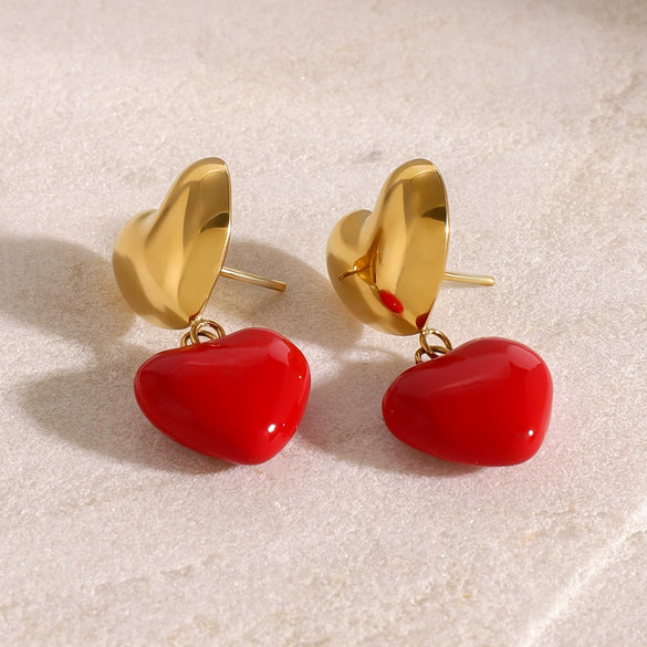 Wholesale Stainless Steel Love Oil Drop Earrings With Niche Design And Electroplating Process For Women
