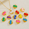 Wholesale Stainless Steel Love Peach Heart Pendant Jewelry Accessories With Oil Dropping Pattern Handmade